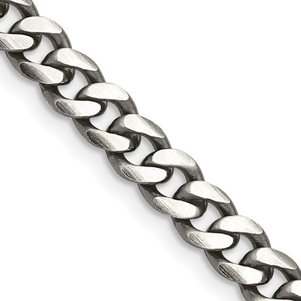 Sterling Silver Antiqued 6.0mm Curb Chain