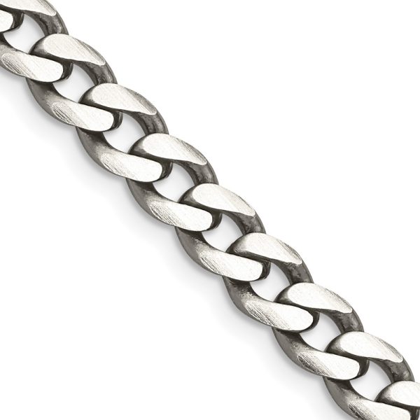 Sterling Silver Antiqued 6.5mm Curb Chain