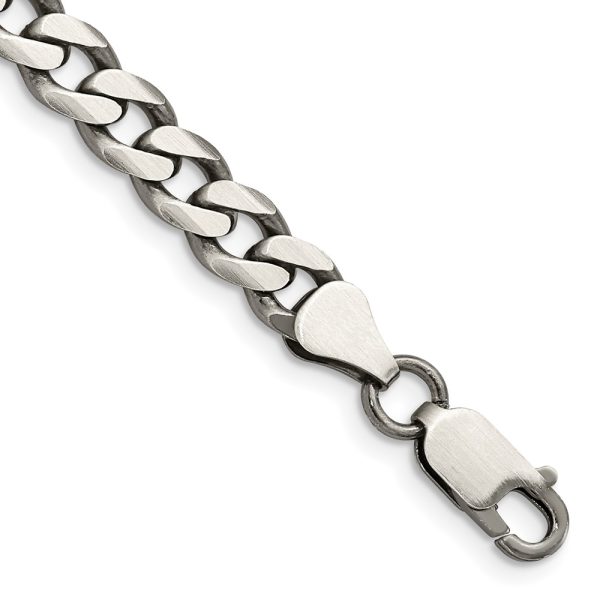 Sterling Silver Antiqued 6.5mm Curb Chain