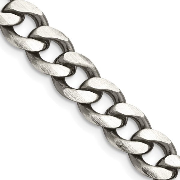 Sterling Silver Antiqued 7.5mm Curb Chain