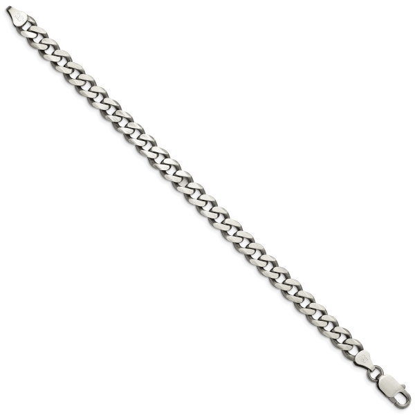 Sterling Silver Antiqued 7.5mm Curb Chain - Image 2