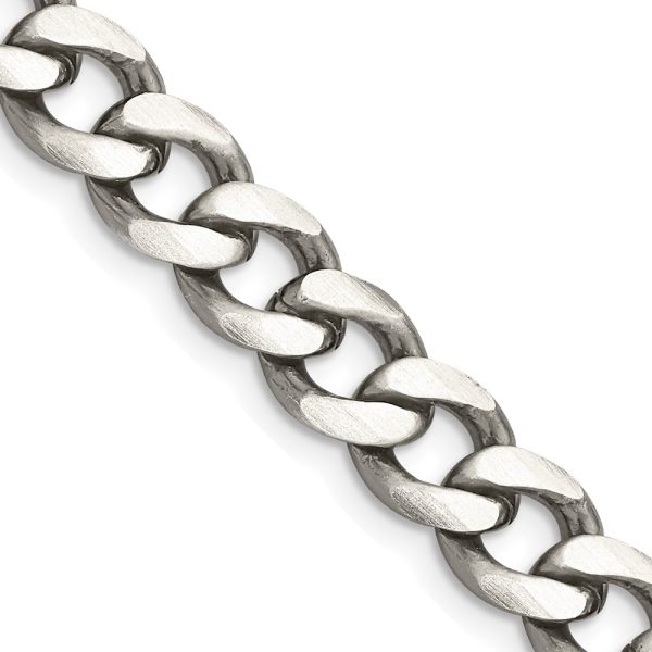 Sterling Silver Antiqued 8.3mm Curb Chain