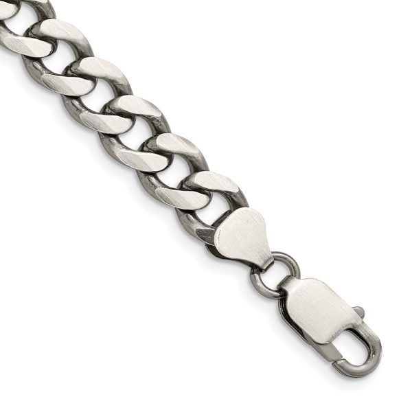 Sterling Silver Antiqued 8.3mm Curb Chain