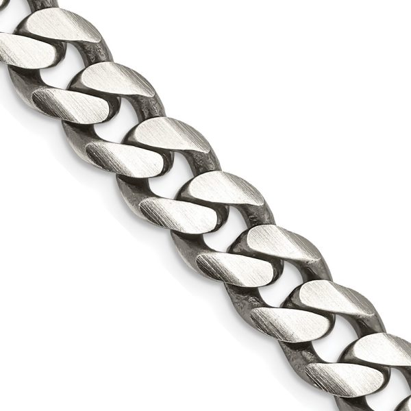 Sterling Silver Antiqued 9.3mm Curb Chain