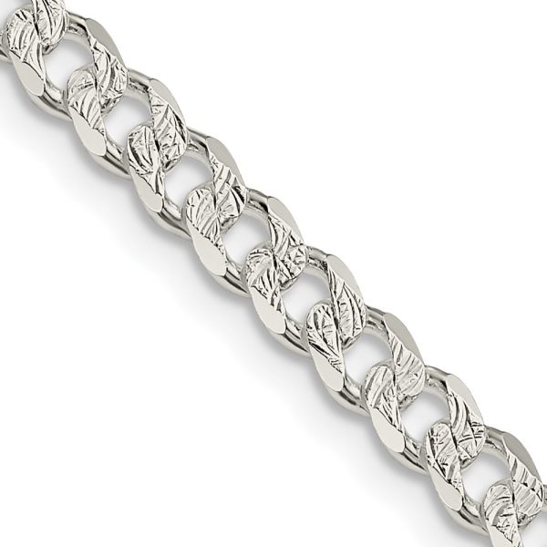 Sterling Silver 4.5mm Pave Curb Chain