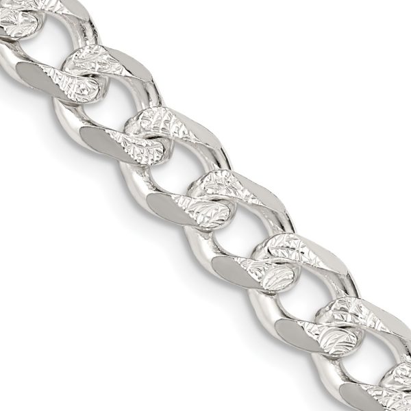 Sterling Silver 7.5mm Pave Curb Chain