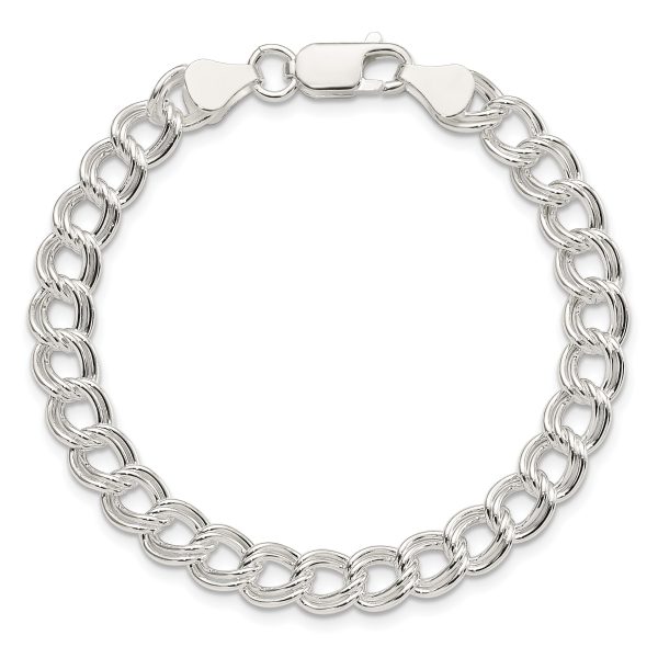 Sterling Silver 7mm Double Link Charm Bracelet - Image 3