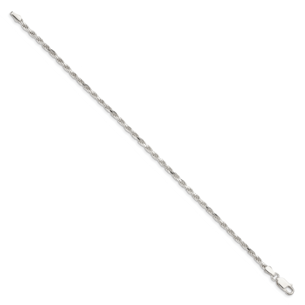 Sterling Silver 2.5mm Diamond-cut Rope Chain Anklet - Image 2