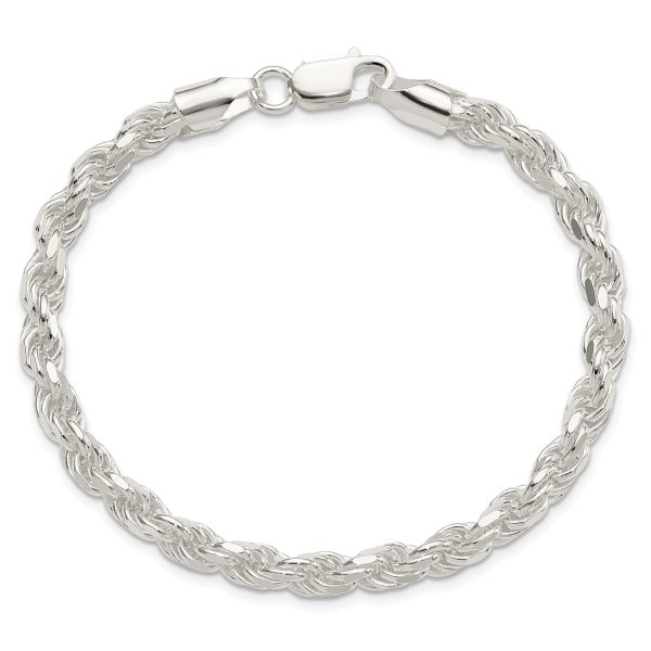 Sterling Silver 5.75mm Diamond-cut Rope Chain - Image 2