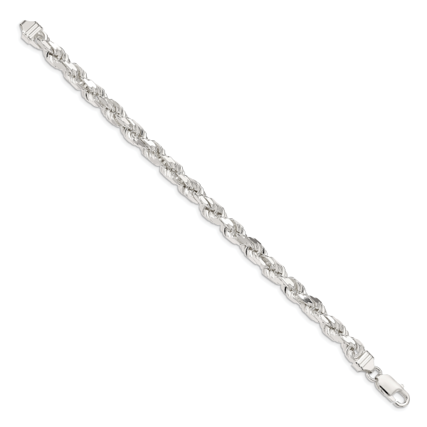 Sterling Silver 6.5mm Diamond-cut Rope Chain - Image 2