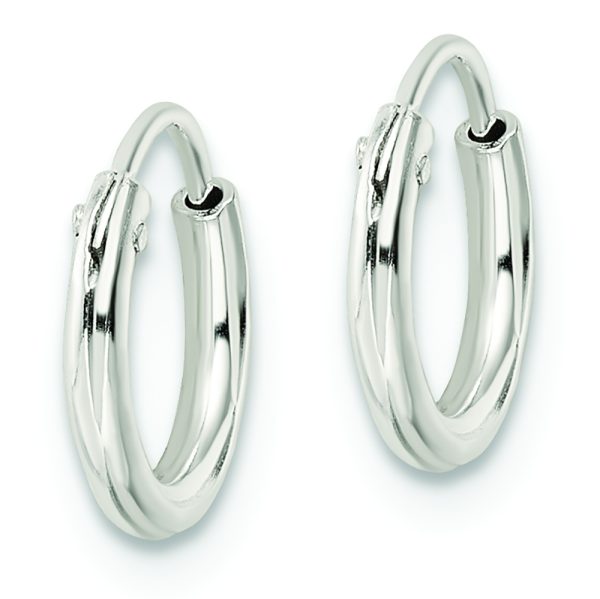 Sterling Silver Polished 1.5x10mm Endless Tube Hoop Earrings - Image 2