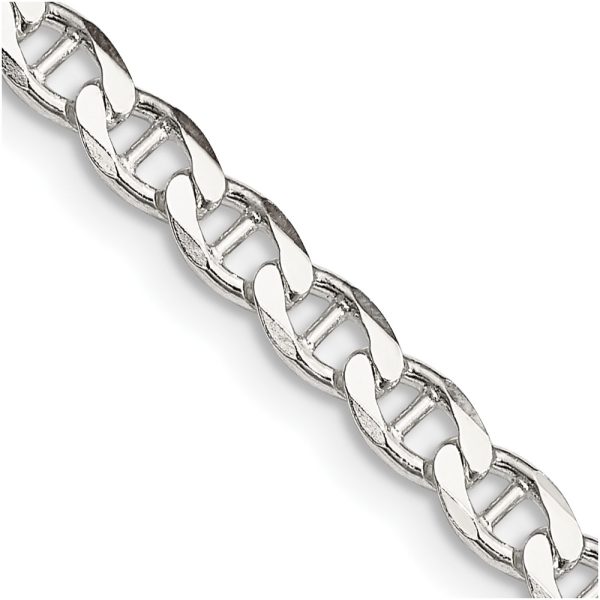 Sterling Silver 4.0mm D/C Flat Anchor Curb Chain