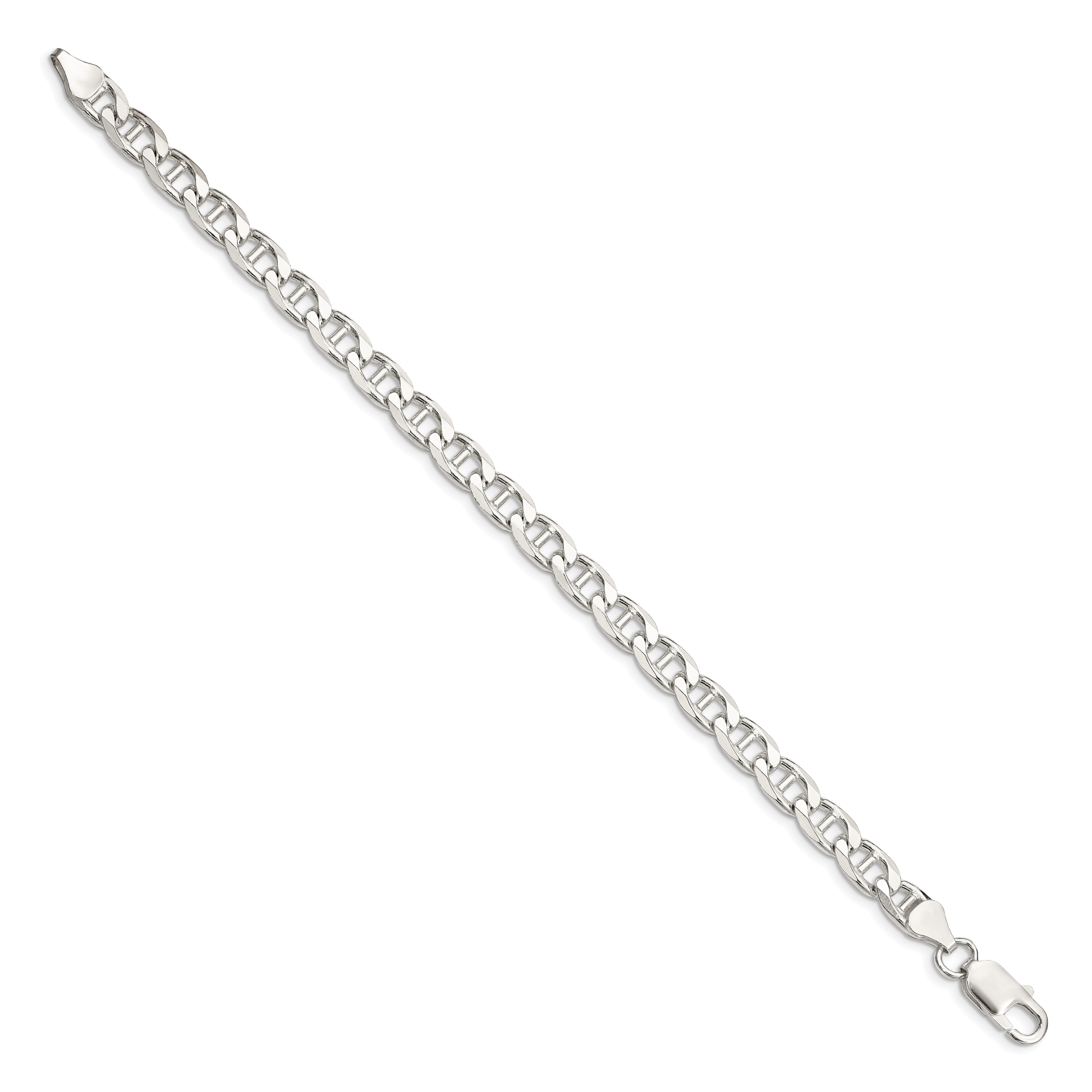 Sterling Silver 6.5mm D/C Flat Anchor Curb Chain - Image 2