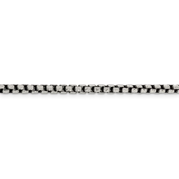 Sterling Silver Antiqued 3.5mm D/C Round Box Chain - Image 2