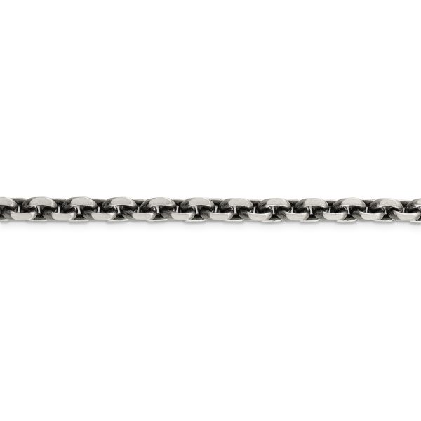 Sterling Silver Antiqued 7.0mm D/C Elongated Open Link Chain - Image 2