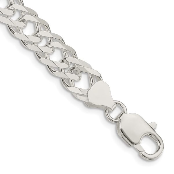 Sterling Silver 7.75mm 6 Side D/C Flat Double Curb Chain