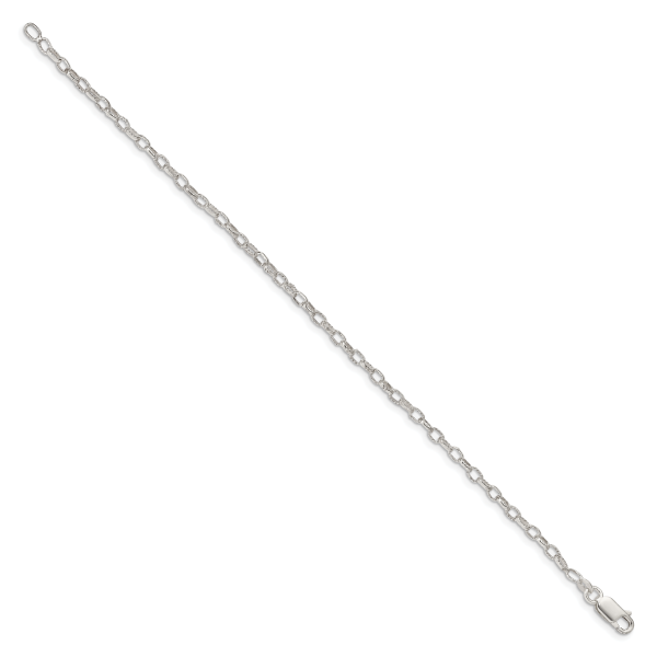 Sterling Silver 3mm Fancy Patterned Rolo Chain - Image 2