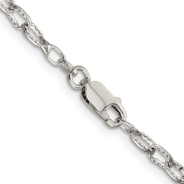 Sterling Silver 3.75mm Fancy Patterned Rolo Chain - Image 3