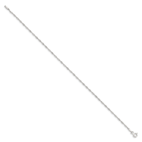 Sterling Silver 1.4mm Singapore Chain Anklet - Image 2