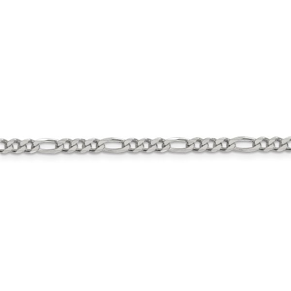 Sterling Silver 4mm Pave Flat Figaro Chain - Image 2