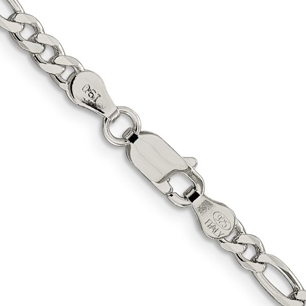 Sterling Silver 4mm Pave Flat Figaro Chain - Image 3