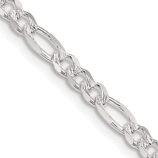 Sterling Silver 4mm Pave Flat Figaro Chain