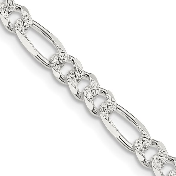 Sterling Silver 4.3mm Pav? Flat Figaro Chain