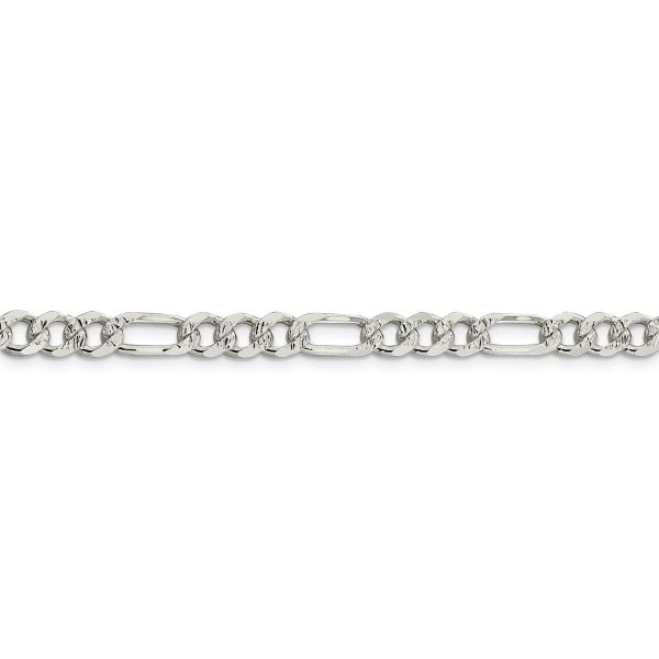 Sterling Silver 5.5mm Pave Flat Figaro Chain - Image 2