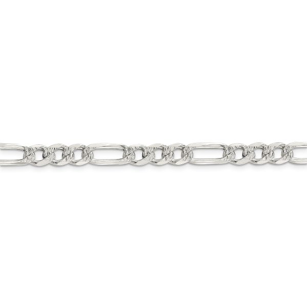 Sterling Silver 7.0mm Pav? Flat Figaro Chain - Image 2