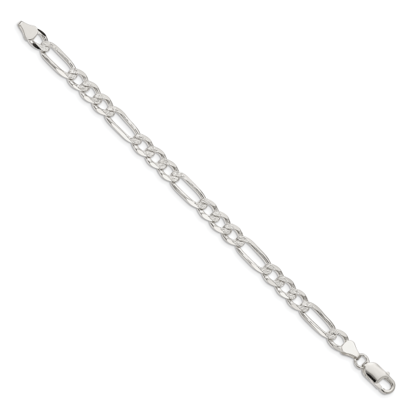 Sterling Silver 7.0mm Pav? Flat Figaro Chain - Image 2