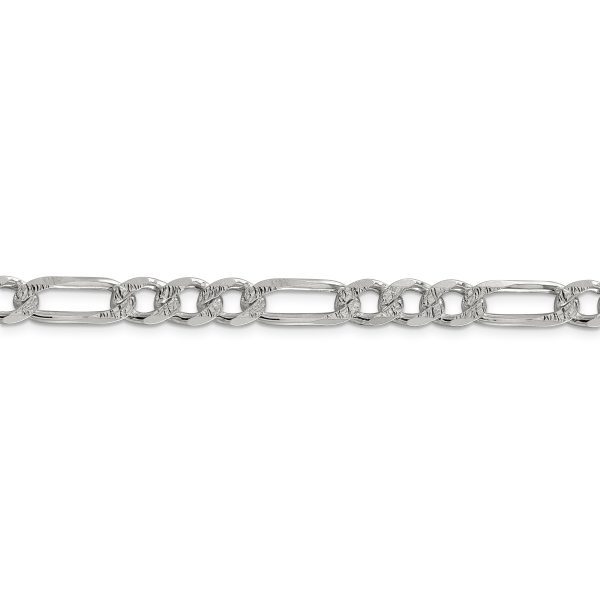 Sterling Silver 7.25mm Pave Flat Figaro Chain - Image 2