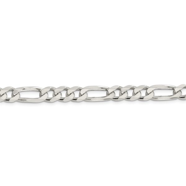 Sterling Silver 8mm Pave Flat Figaro Chain - Image 2