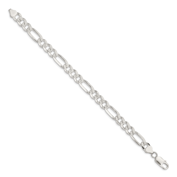 Sterling Silver 8mm Pave Flat Figaro Chain - Image 2