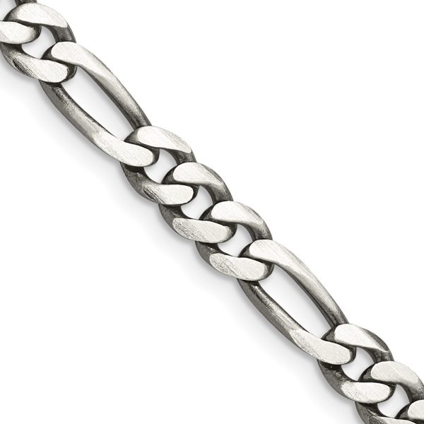 Sterling Silver Antiqued 5.5mm Figaro Chain