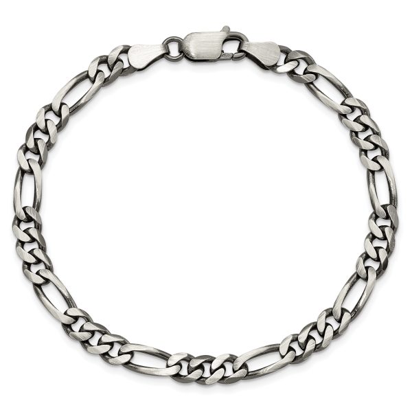 Sterling Silver Antiqued 5.5mm Figaro Chain - Image 3