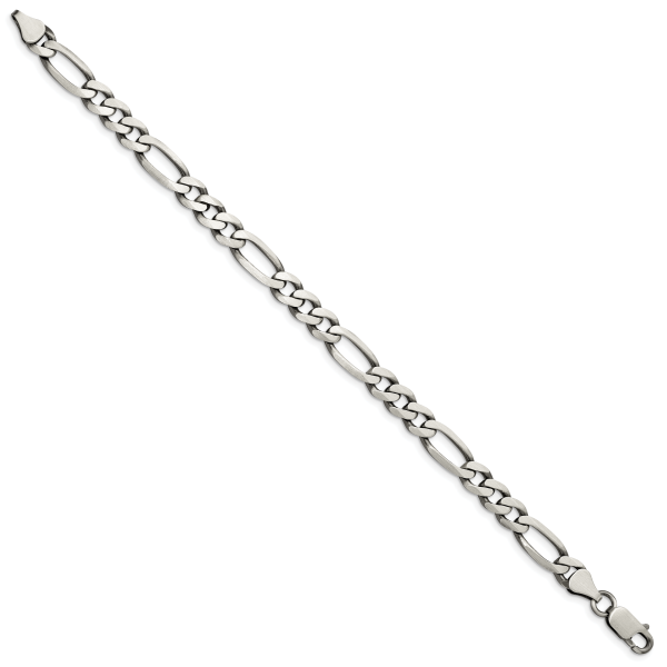 Sterling Silver Antiqued 6.5mm Figaro Chain - Image 2