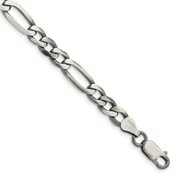 Sterling Silver Antiqued 6.5mm Figaro Chain