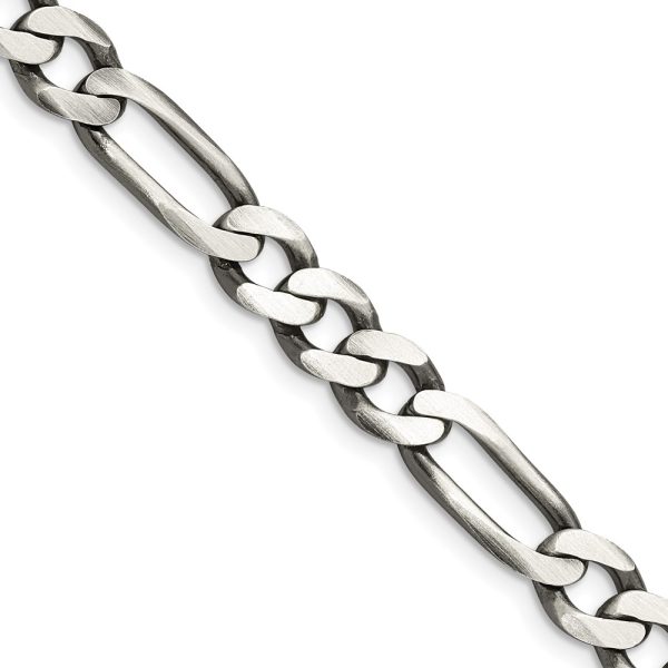 Sterling Silver Antiqued 7.5mm Figaro Chain