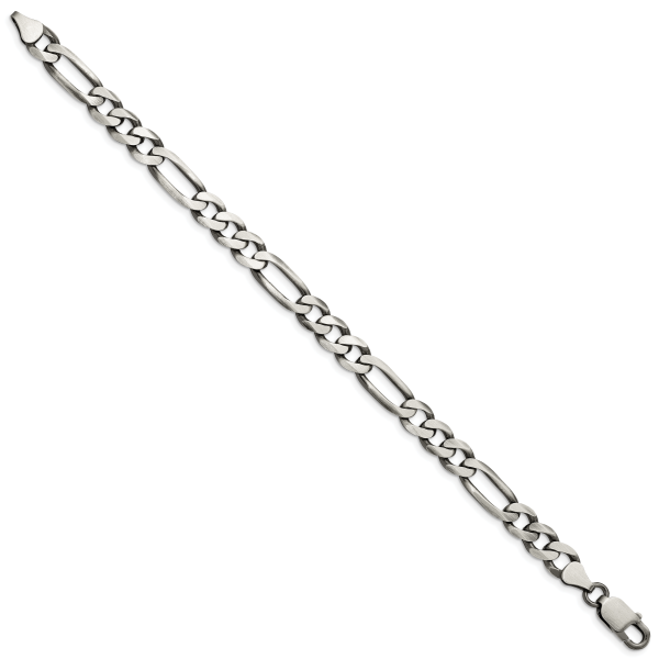 Sterling Silver Antiqued 7.5mm Figaro Chain - Image 2