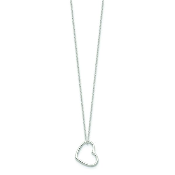 Sterling Silver Heart 14 IN w/2 In EXT Necklace - Image 2