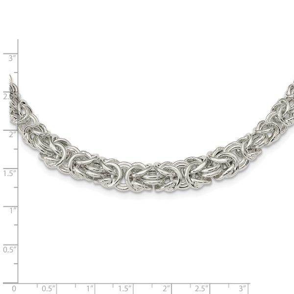 Sterling Silver Polished Byzantine Graduated Link Necklace - Image 3
