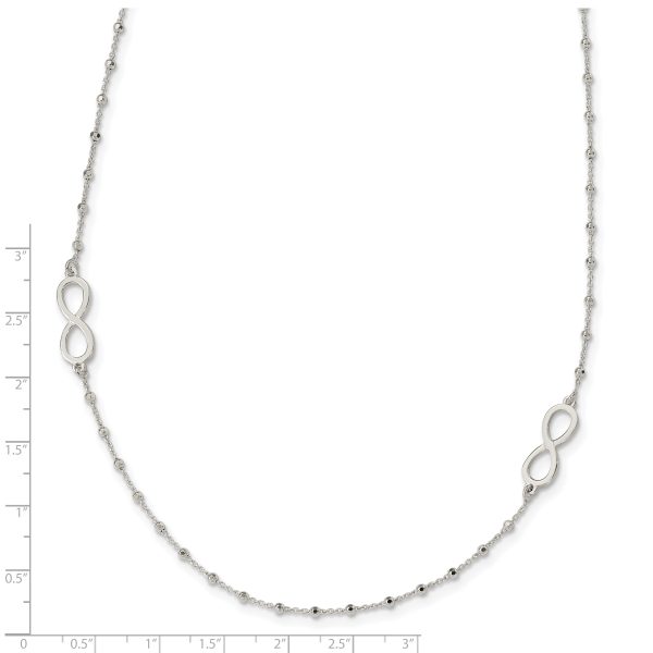 Sterling Silver Polished Beaded Infinity w/1 in ext. Necklace - Image 3