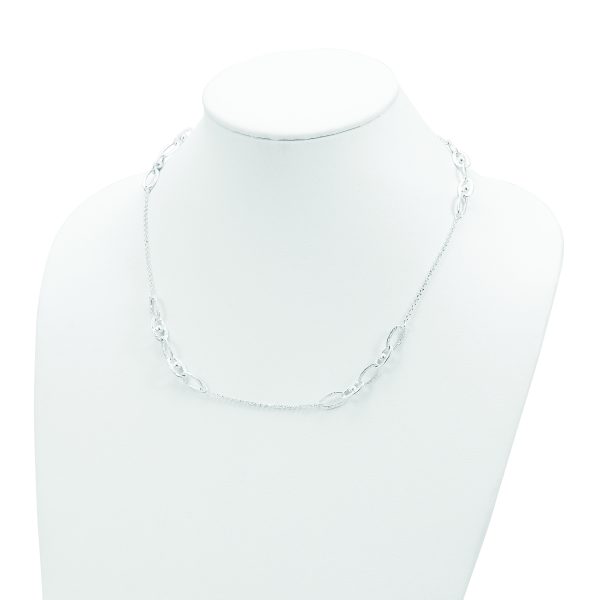 Sterling Silver Hammered Oval w/Beads Necklace - Image 2