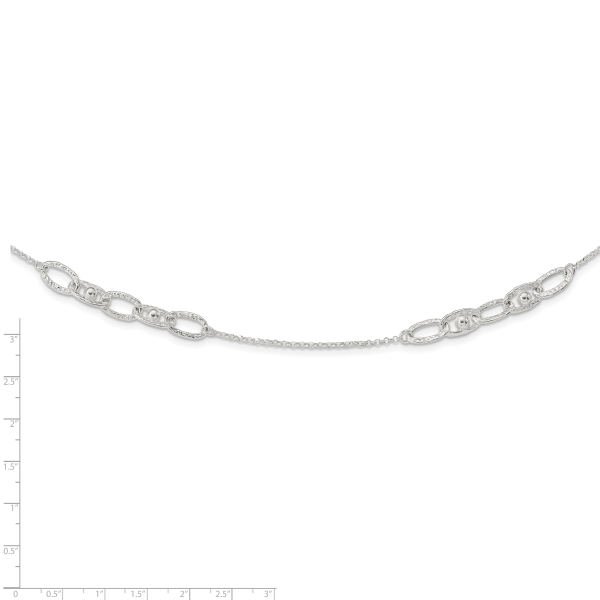 Sterling Silver Hammered Oval w/Beads Necklace - Image 3