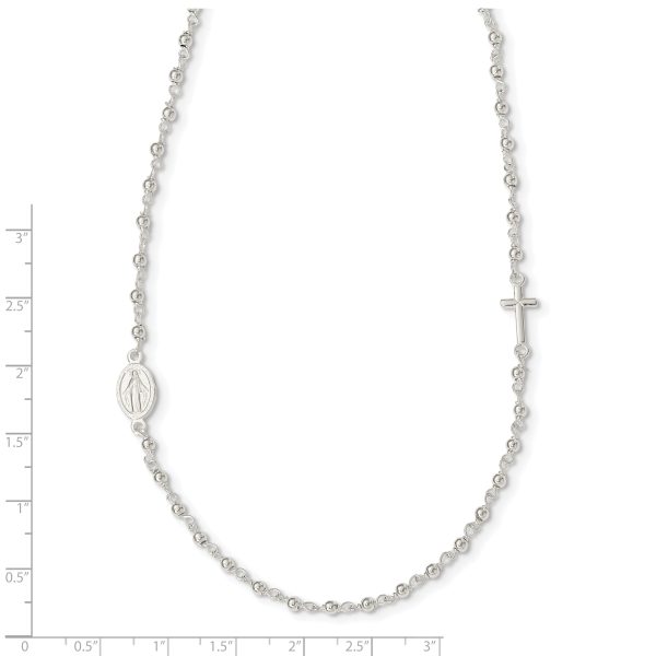 Sterling Silver Medal/Cross w/1.5in ext. Rosary Necklace - Image 3
