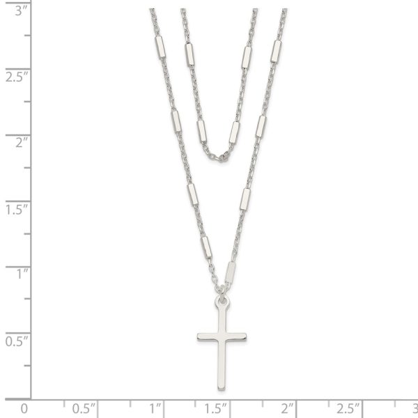 Sterling Silver Fancy Cross Double Strand Necklace - Image 3