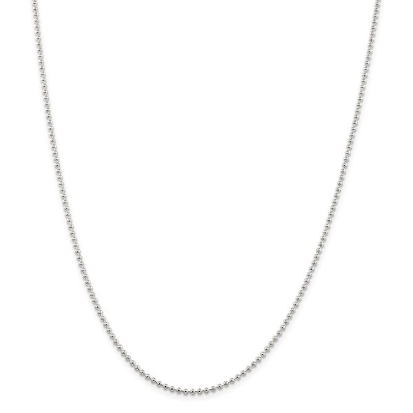 Sterling Silver 2mm Beaded Chain w/4in ext.