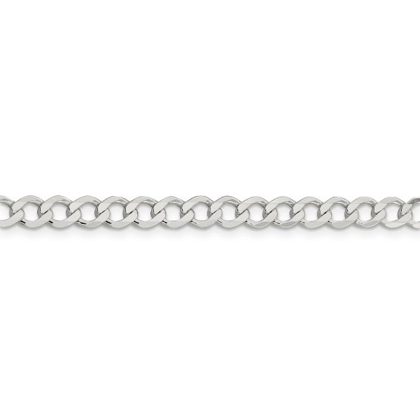 Sterling Silver 5.3mm Semi-solid Flat Curb Chain - Image 2