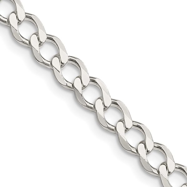 Sterling Silver 5.3mm Semi-solid Flat Curb Chain