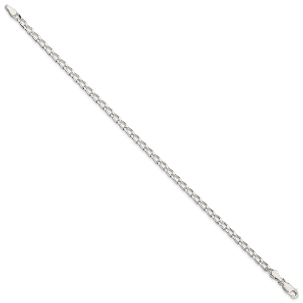 Sterling Silver 3.2mm Open Elongated Link Chain Anklet - Image 2